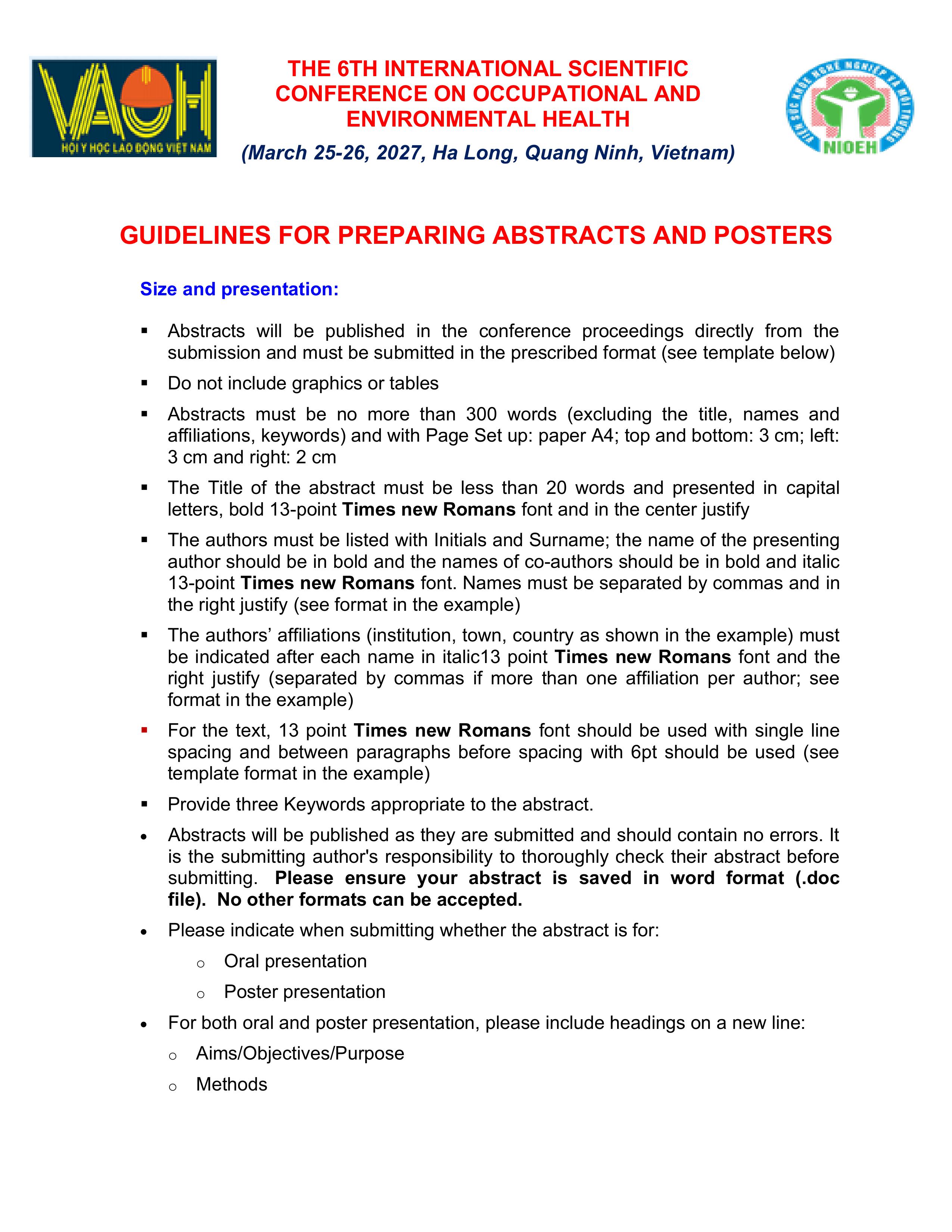 Guidelines for preparing abstract